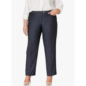 Calvin Klein Women's Plus Size Modern straight-leg Dress Pants Indigo Blue 22W